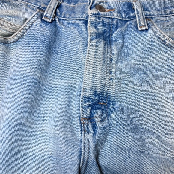 Wrangler Blue Jeans Mens 32x34 Denim Relaxed Fit Denim Straight Leg Y2K Distress - Picture 7 of 16